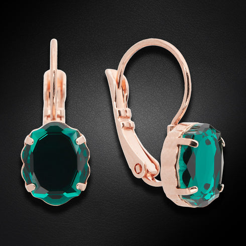 Auskarai "Baroko Veidrodis (Smaragdas)" su Swarovski™ kristalais
